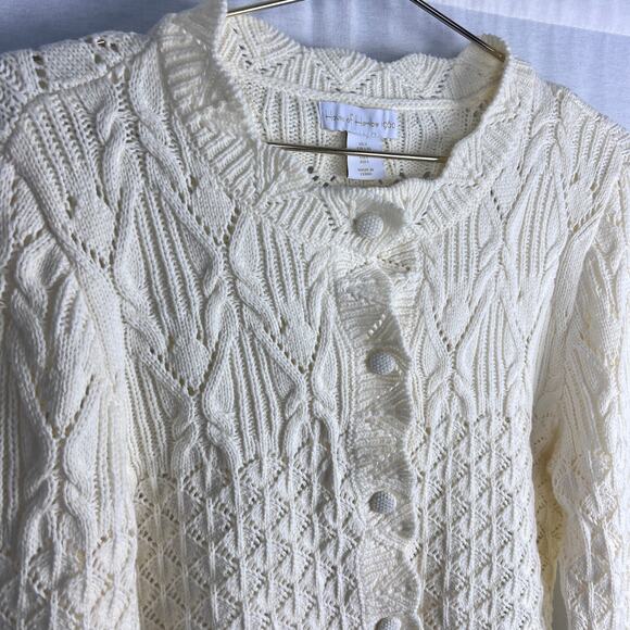 House of Harlow 1960 Sweater Pointelle Knit Cardigan Cottagecore Coquette Cozy - Picture 3 of 6